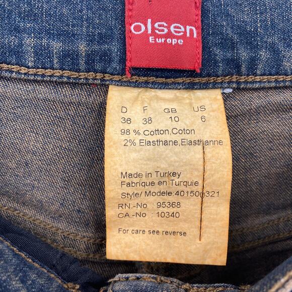 Vintage Y2k Olsen Flared Jeans Embroidered Applique High Rise Rigid Denim 27/ 6 - Picture 8 of 9